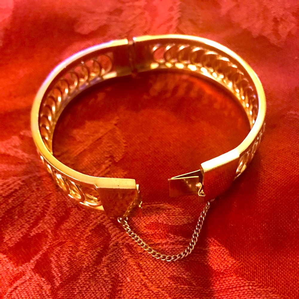 Beautiful Vermeil Hinged Chunky Cuff Bracelet